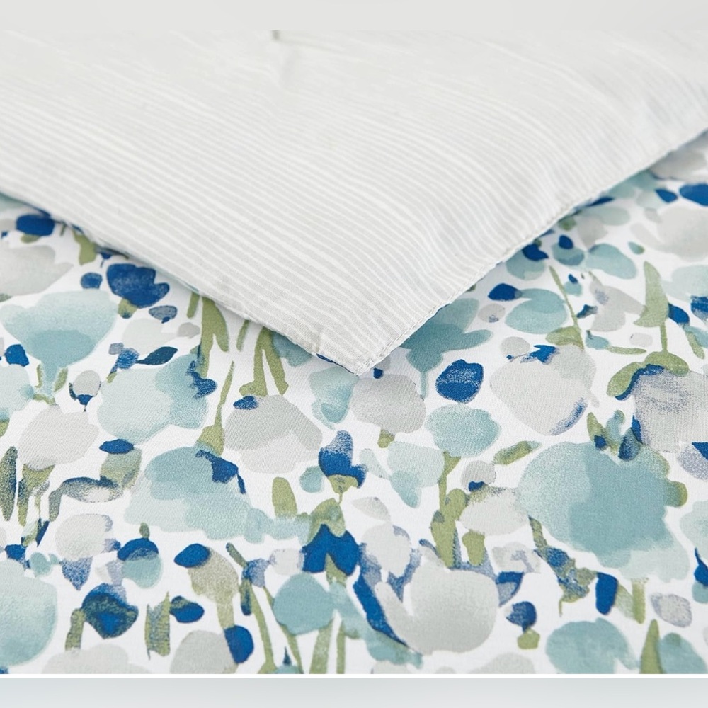 Poppy & Fritz Olivia Cotton Blue Duvet Cover Set Twin - Picture 8 of 11